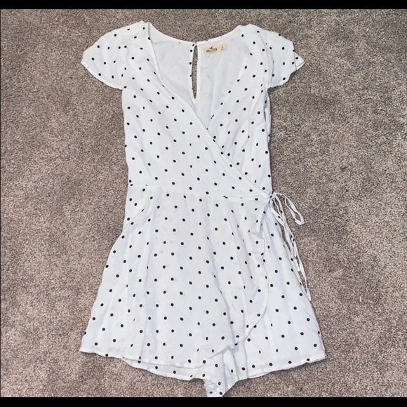 White Polka-Dot Romper - Picture 1 of 3